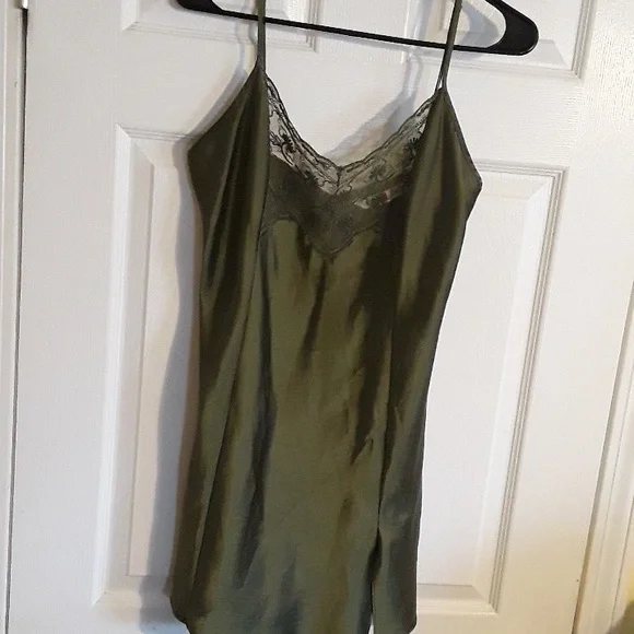 Victoria's Secret vintage Olive slip mesh lace satin lingerie dress - Picture 7 of 11